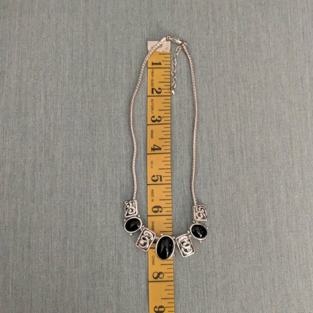 Statement Black And Silver Necklace - image 8